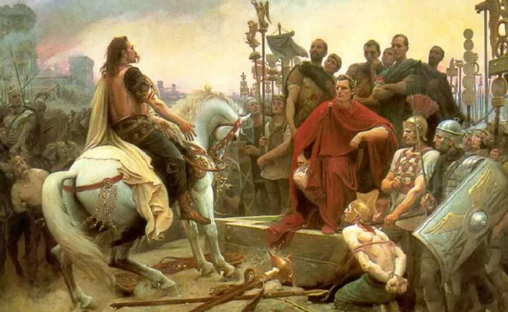 Vercingétorix jette ses armes aux pieds de César, tableau de Lionel Royer